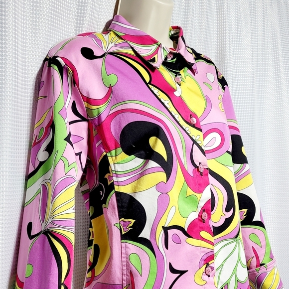 Willow Retro Groovy Funky & Floral Colorful Stretch Blouse Women's (M) - Picture 5 of 13